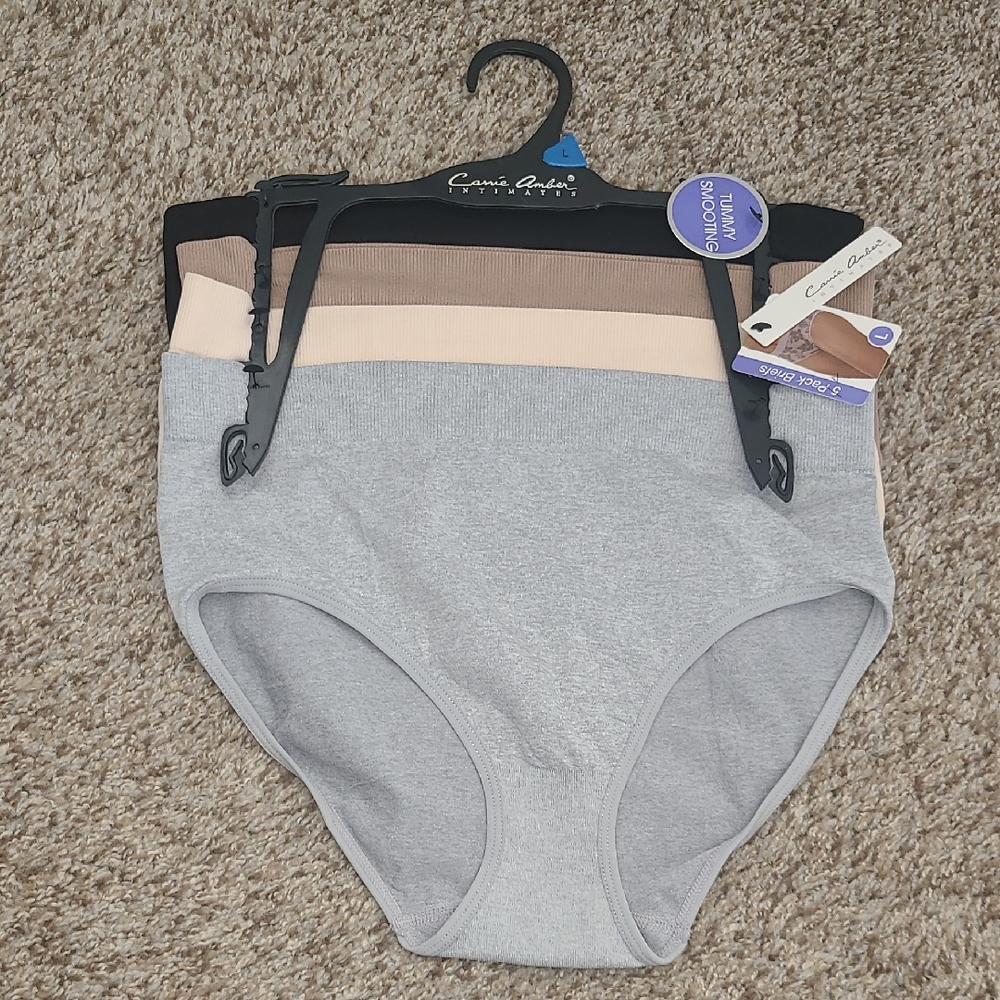 Carole Ann 4-Pack High Waist Briefs in Gray, Beige, Brown